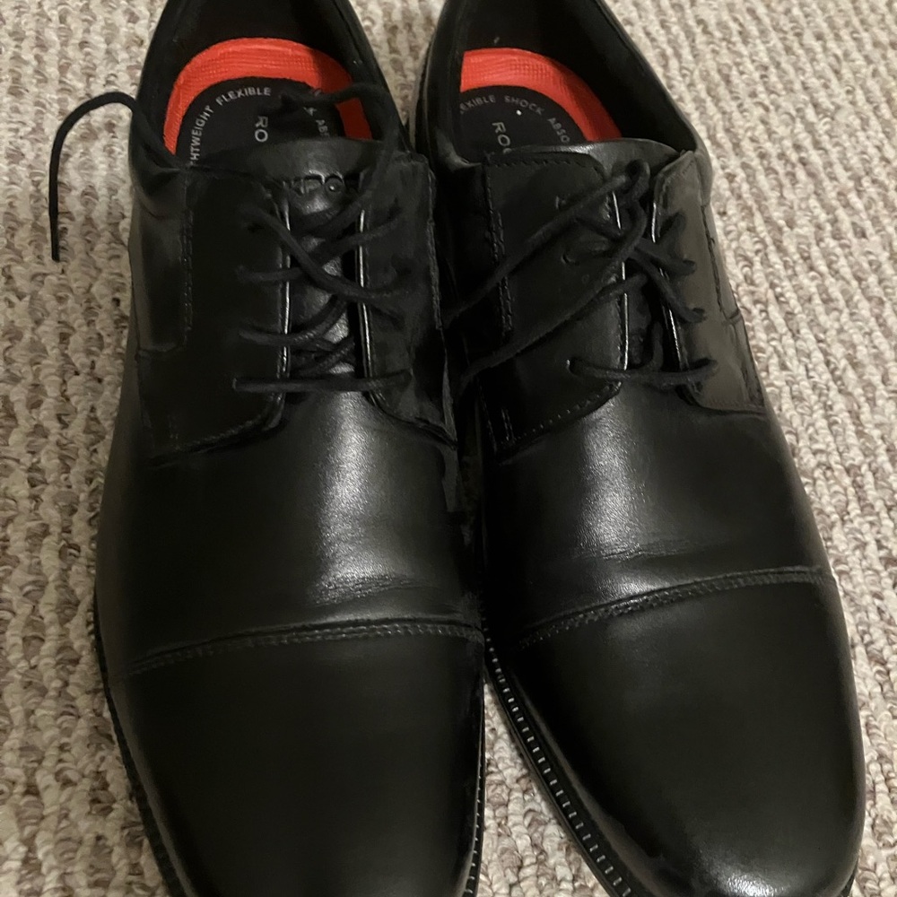 Rockport Black Leather Men's Oxfords (Charlesroad Captoe)